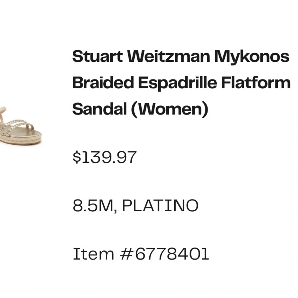 Stuart Weitzman Metallic Mykonos Braided Espadrille Flatform Sandals - Picture 2 of 5